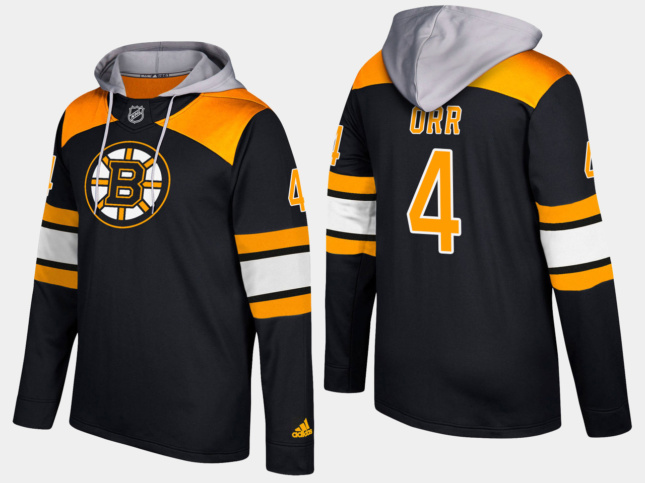 Men NHL Boston bruins retired #4 bobby orr black hoodie->boston bruins->NHL Jersey